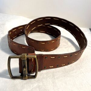 Olga Santini Ken-305 Genuine Leather Belt Side Stitch With Gromet SZ XL